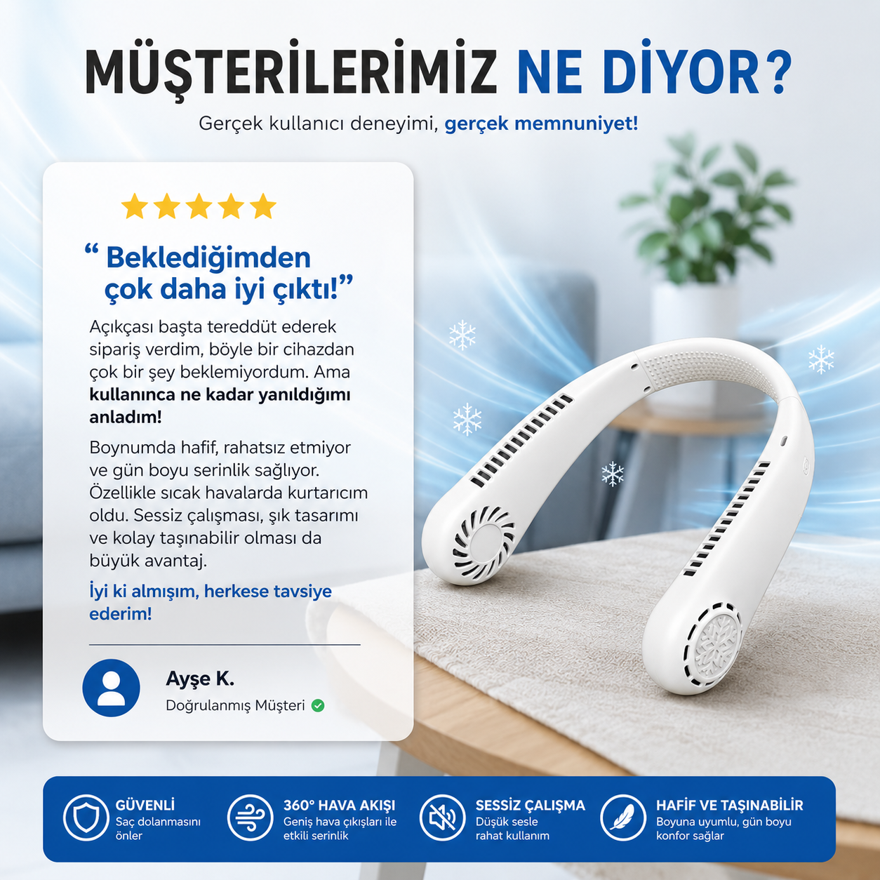 Gencoli® Taşınabilir Boyun Fanı